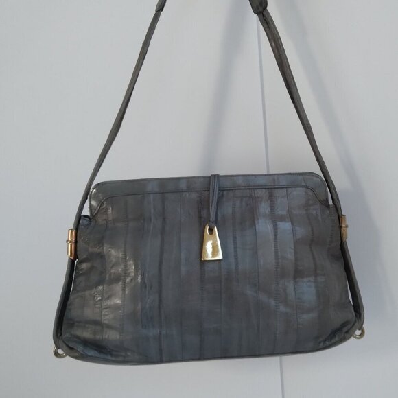 Vintage Grey Eel Skin Shoulder Bag ~ Remarkable Texture & Strength! - Picture 10 of 10